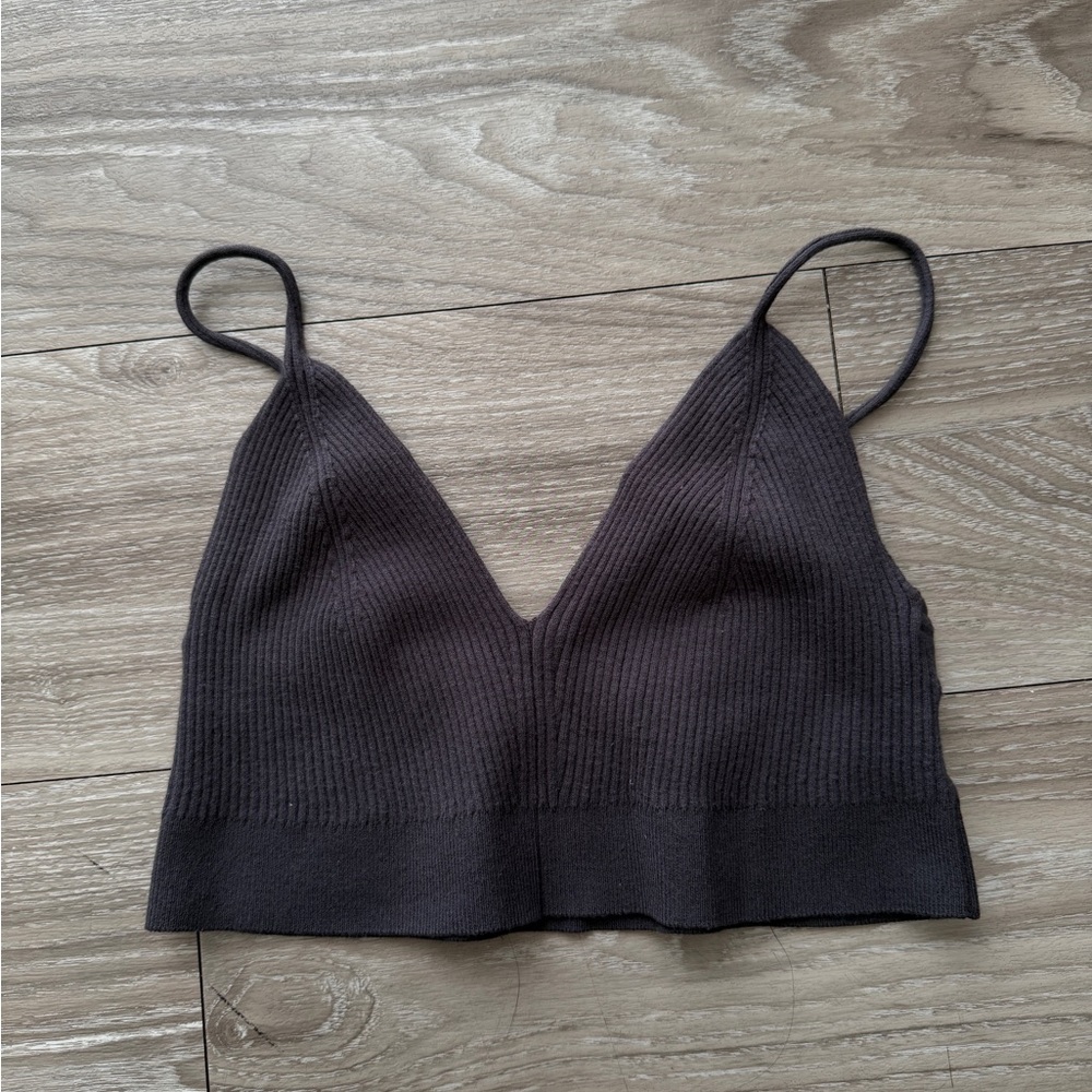 H&M Charcoal Ribbed Knit Top